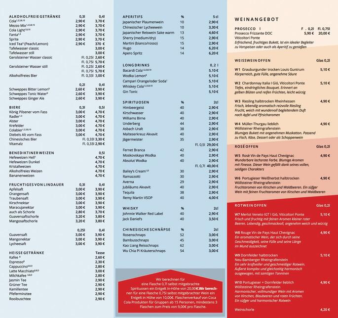 Getränkekarte 